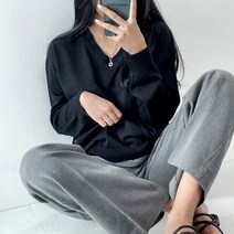 뜨개진 여성용 루즈핏 데일리 베이직 브이 밀키 브이넥 니트
