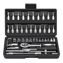 46pcs 자동차 수리 도구 1/4 인치 래칫 토크 렌치 스패너 드라이버 소켓 세트 콤보 도구 키트 자전거 자동 복구 도구
