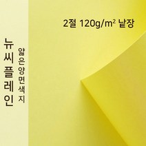 뉴씨플레인 종이문화 얇은 양면색지 120g 2절 낱장 1매 No.36 레몬색, 1장