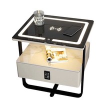 스마트 테이블 무선 충전 거실 카페 사무실 호텔 금고, 화이트 더블 슬레이트 48x39x50cm