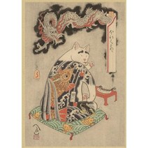 일본 사무라이 고양이 그림 거실 장식, 30x21cm, Z