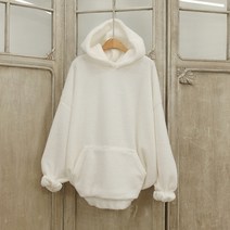 오버핏 후리스 털 뽀글 겨울 포켓 롱 후드티