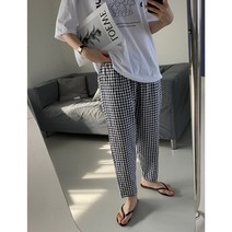 1+1 고방체크 밴딩 10부 체크바지