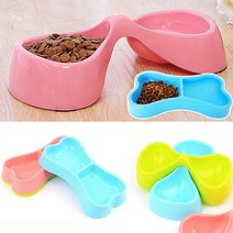 2구 디자인 강아지밥그릇 고양이물그릇 소형견 중형견용 식기, 뼈다귀 모양