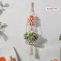 봄소품 홈포차꾸미기 거실벽면인테리어 벽지가리기 마크라메 화분걸이 3 tier macrame hanging basket boho home decor flower plant for, 1단 마크라메