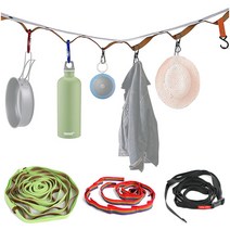 6m 감성 캠핑 롱 타프 데이지 체인 휴지걸이 오거나이저 에어행어 뺄래줄 컵홀더 옷걸이, 블랙 1.9m