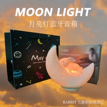 생일 선물 블루투스 스피커 무드등 조명 협탁 침대 침실 등 달 토끼 휴대용 캠핑, 토끼 블루투스 스피커 (별 선물 가방)