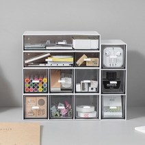 [스윗브릿지] 서랍형 다용도 수납함 데스크 책상 미니 소품 정리함 커피 티백 보관함 4style, 3칸