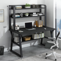 ( 미니멀 책상세트 ) 현대식 공부방 학생 일반 책상 의자 세트, 80cm더블레이어블랙프레임+블랙