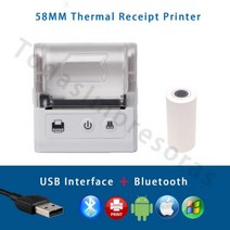 미니 열전사 프린터 58mm 2 인치 무선 USB 영수증 청구서 프린터 iOS 안드로이드 모바일 컴퓨터 PC 티켓 프린터 종이 프린터, Standard Printer W_영국 플러그