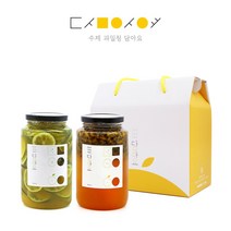 수제청 담아요 수제 핸드메이드 과일청 수제청 선물포장 포함 답례품 명절선물 세트, 1세트, (2구포장)청귤청650g+백향과청650g