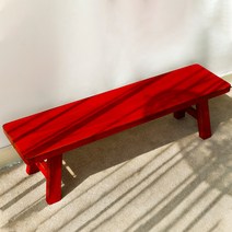 빈티지 벤치의자 원목 긴 의자 등받이 없는 엔틱 체어, 레드