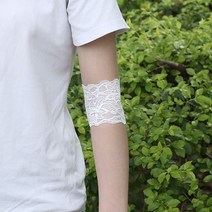 여름 레이스 팔꿈치 보호대 여성용 자외선 차단 얇은 섹션 흉터 문신 고탄성 팔 보호대 팔 슬리브 장식, 싱글 사이즈, 화이트 18cm