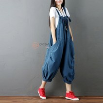오르난 여성 빅사이즈 봄 여름 멜빵 배기바지 똥싼바지 KB194