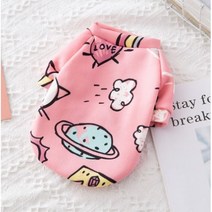 부투펫 반려견 반려묘 강아지 티셔츠 데일리 애견의류 실내복 수면 잠옷, 핑크레인보우