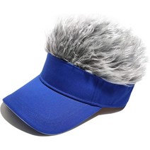 Men's Novelty Spiked Hair Visor Sun Funny Golf Hats Fake Wig Peaked Adjustable Baseball Caps, 06 블루 그레이.