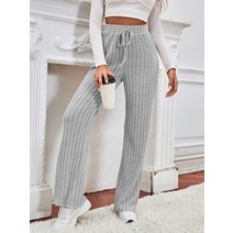 쉬인 SHEIN Frenchy 허리 스트링 상추 옷단 골지 니트 바지