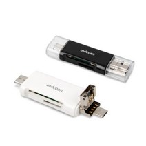 UNIC USB 마이크로SD 카드리더기 현대 기아차량 파인 아이나비 네비게이션 업그레이드 스마트폰 호환 5핀 C타입, 화이트, MXC-800