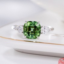 에메랄드반지 보석 반지 탄생석 925 스털링 실버 여성용 웨딩 쥬얼리