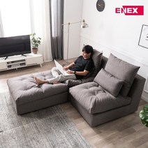 에넥스 릴렉스 기절소파 1인+스툴, 그레이/그레이