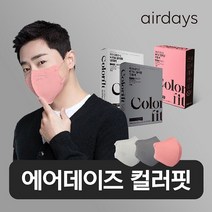 에어데이즈 컬러핏 KF94 대형 중형 소형 분홍색 진회색 연회색 연한갈색 다홍색 새부리형 조정석 마스크, 중형 분홍색 10매