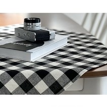 작은식탁보 레트로체크 티테이블 커버 레드블랙, 블랙