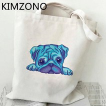 쇼핑백 퍼그 쇼핑 가방 bolsas de tela bolsa 재사용 가능한 캔버스 식료품 bolso 토트 백 cabas shoping ecobag, 4.54364