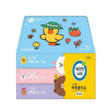 깨끗한나라 라인프렌즈 여행용티슈 70매, 6팩, 3입