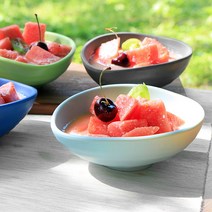 대접 플레이트 멜라민웨어 공기 준수 다용도볼 종지 오발볼 접시 소스볼 캠칭 식기, 블랙