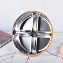 스텐반찬통 4구나눔접시 원형 스텐통 스테인레스 반찬그릇 스텐접시, 단품