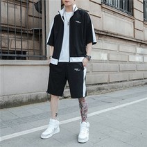 남자 여름 배색 반팔 집업 반바지 중학생 트레이닝 세트 편한 추리링 고등학생 데일리룩