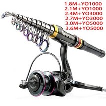 갯바위낚시대 1836m 탄소 섬유 방적 낚싯대, Rod With Reel+2.1 M
