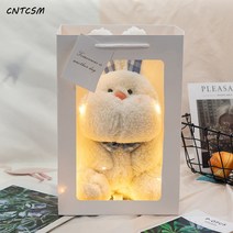 CNTCSM 하그 시리즈 뽀글이 장난감 피규어 토끼 돼지 곰돌이 인형 소프트 쿠션 인형 선물, 토끼+선물세트 랜턴, 23센티