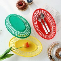 레트로 복고 컬러 스낵 바스켓 감자튀김 과자 바구니, 그린