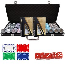 규격 카지노칩 고급 하드케이스 세트 & 스타 카지노칩, 블랙500p (사각칩포함)
