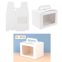 사각 투명창 손잡이 선물케이스 대 - 브라운 무지쇼핑백 특이한쇼핑백, 대 - 화이트