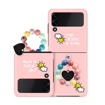 [당일발송 ] 드림 갤럭시 Z플립3 플립2 핑거링 스트랩 하드케이스 투명 젤하드, [ Z플립3 ], 4.나이스데이핑크(레인보우)