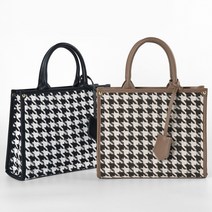 코지니랜드 여성 여자 여성용 하운드 투스 체크 패턴 토트 숄더 백 가방 크로스