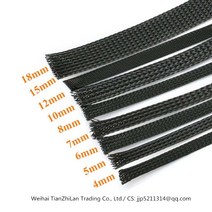 5M 케이블 슬리브 블랙 절연 꼰 슬리브 PET 확장 가능한 고밀도 외장 4567810121518mm 와이어 보호, 18mm