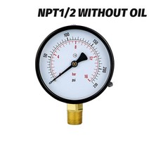 매니폴드게이지 고품질 건식 압력 게이지 스틸 케이스 연료 공기 물 테스터용 100mm 0-600bar 블랙, 03 03_14 0-400bar
