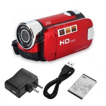 디지털 캠코더 720P 풀 HD 16MP DV 비디오 카메라 회전 스크린 16X 야간 촬영 줌, red-us 플러그, Red-US 플러그
