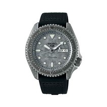 세이코 5 스포츠 실버 다이얼 블랙 가죽 스트랩 남성용 시계 SRPE79K1