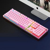 기계식 키보드 무료 mousepad 핑크 기계식 키보드 게임 사무실 응용 프로그램 pc, 파란색 스위치, 핑크 키보드