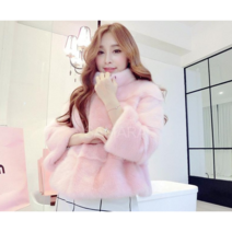 SAMARA 여성 스웨이드 인조 밍크코트 퍼 모피 밍크털 스타일