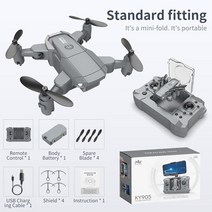 카메라 드론 촬영 Ky905 미니 4k profesional hd 와이파이 fpv 접이식 dron quadcopter 원 키 리턴 360 롤링 rc 헬리콥터 키즈, 회색 nocamera 1b 상자