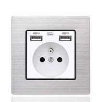 패널 전원 소켓 플러그 유럽 표준 110V-250V 듀얼 USB 충전동 포트 모바일, 01 110-250V_01 FR, 06 06 Stainless steel