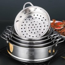 편백 스텐 찜기 2 3 4 단 찜냄비 찜기 스테인레스 스틸 식품, 손잡이 포함 - 20cm