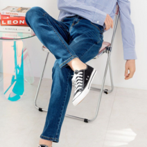 오너클랜 중청 남자 청바지 빅사이즈 스판 슬림일자 데이트코디