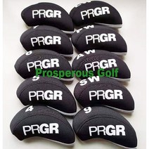 PRGR 피알지알 골프 아이언커버 10개 세트, 블랙
