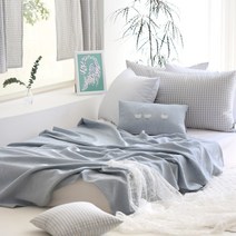 멜란지 홑이불 순면 가벼운 시원한 냉감 앏은 여름 이불 3color, 02.연블루